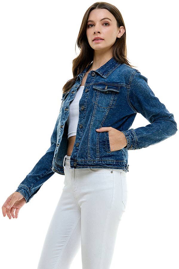 Cotton Blend Stretched  Ladies  Casual Denim Jacket