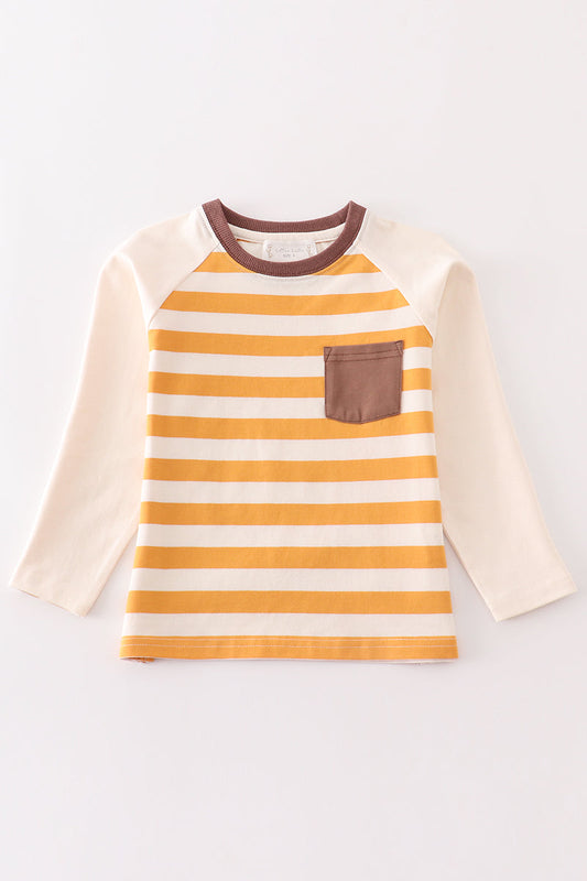 Platinum brown stripe pocket boy top