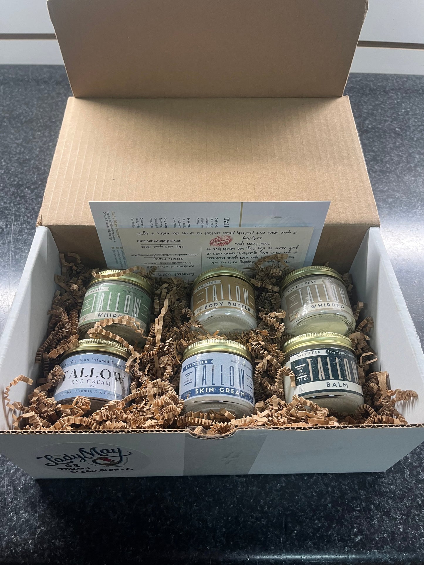 6 Pack Travel Tallow Set | Premium Quality All Natural Gift Box by The Lady May