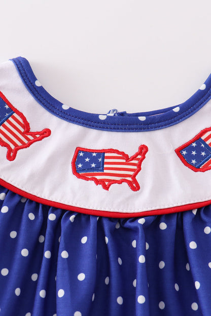 Blue patriotic flag applique dot dress