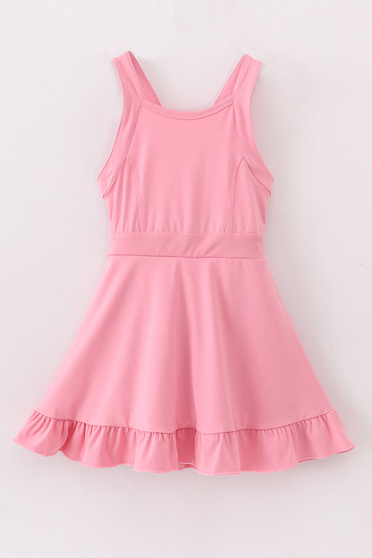 Pink active sporty ruffle tennis dress