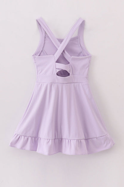 Purple active sporty ruffle tennis dress