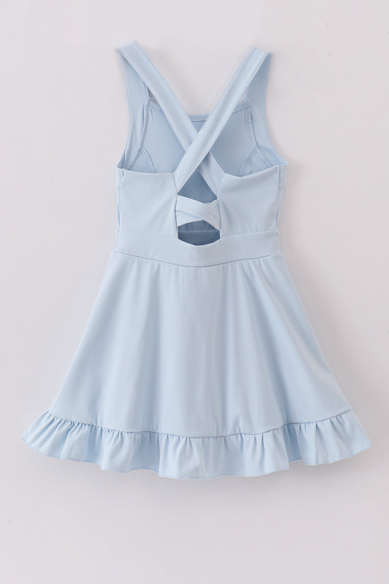 Blue active sporty ruffle tennis dress