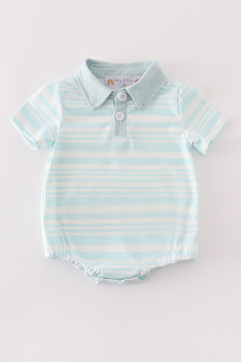 Blue stripe ruffle boy bubble