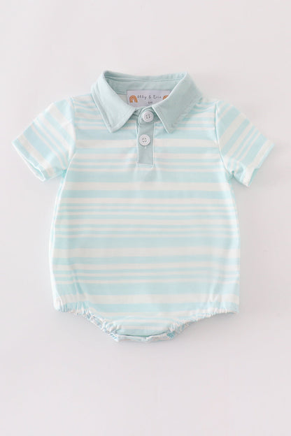 Blue stripe ruffle boy bubble