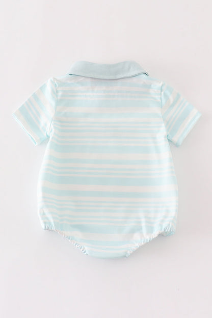 Blue stripe ruffle boy bubble