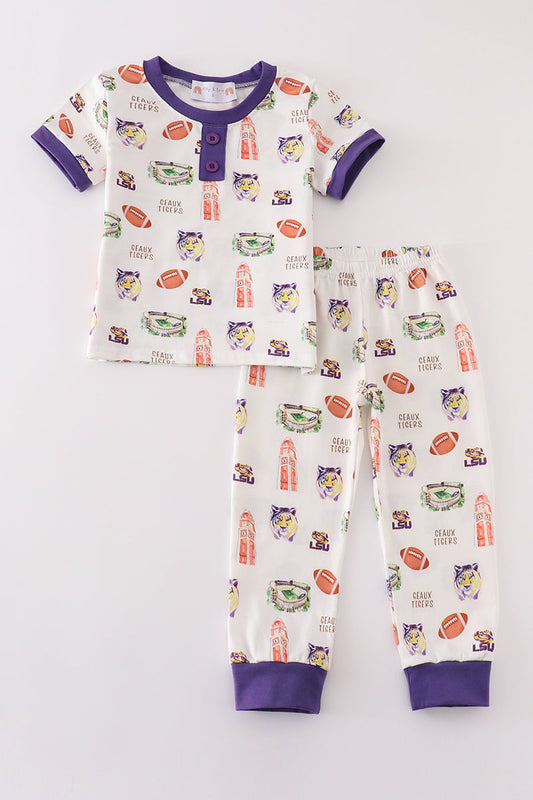 Purple geaux tiger boy pajamas set