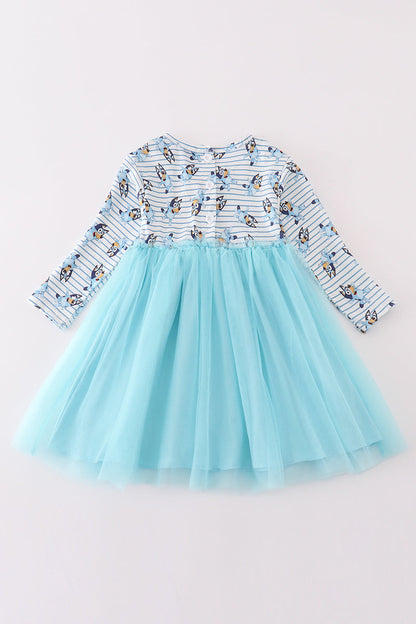 Blue character print tutu dress