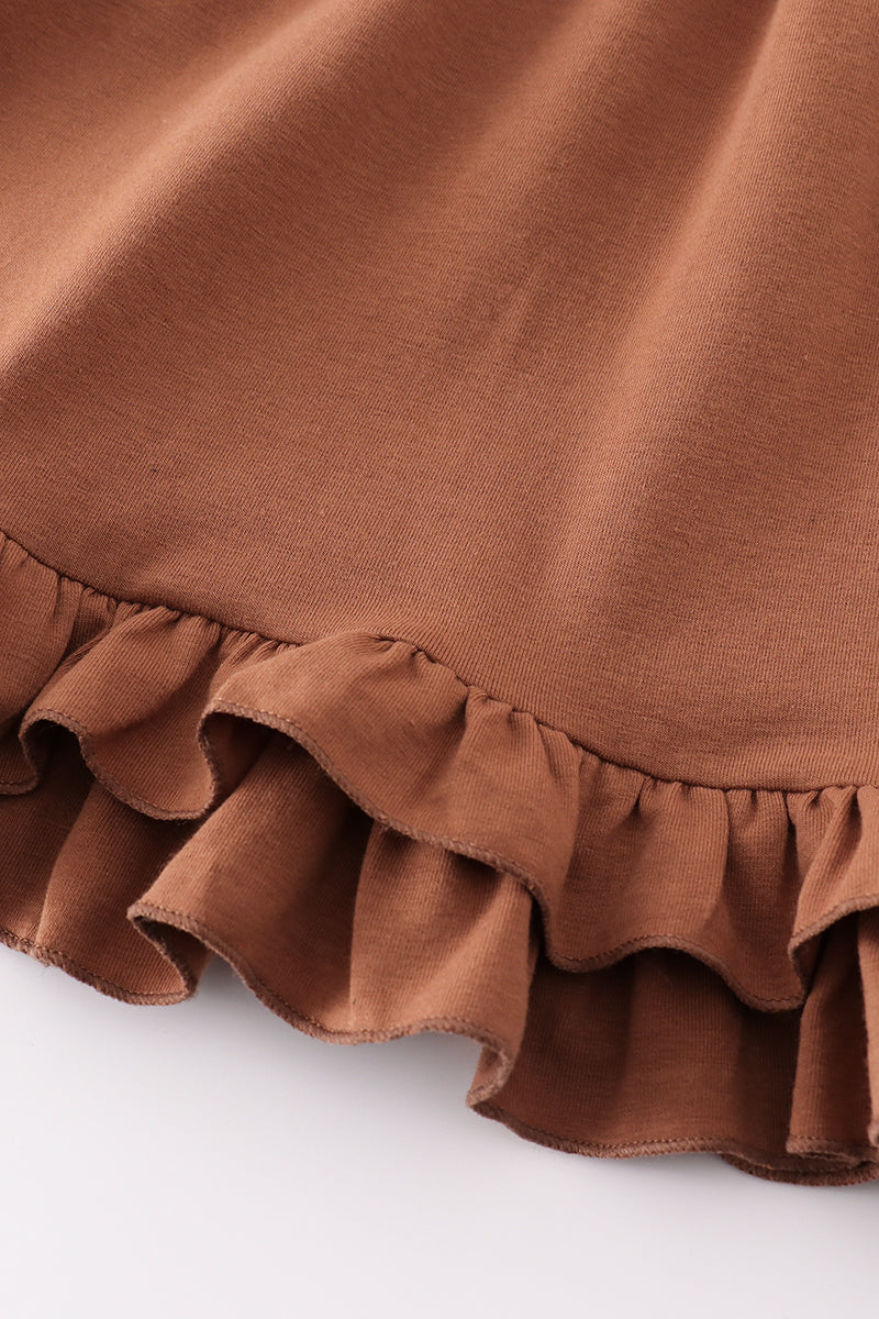 Chocolate ruffle girl dress