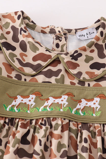 Camouflage puppy embroidery girl set