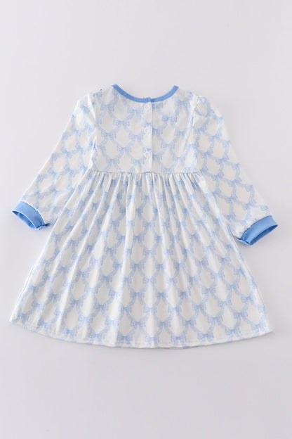 Blue bow ruffle dress