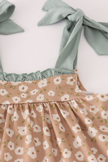 Mustard & mint floral print ruffle bloomer set