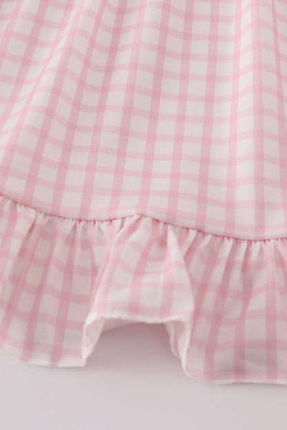 Pink puppy embroidery ruffle pants set