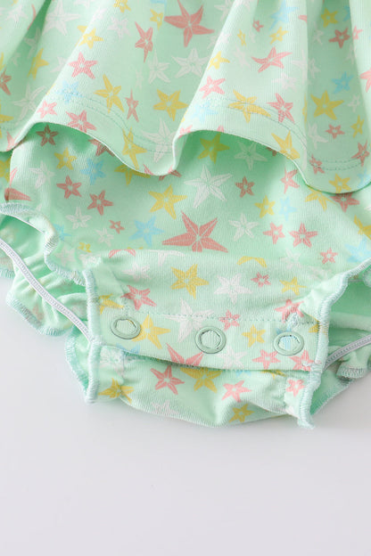 Platinum star print ruffle girl bubble