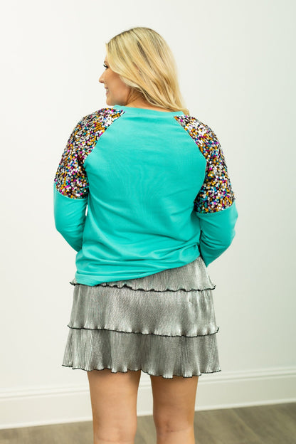 MERRY Turquoise Sweatshirt