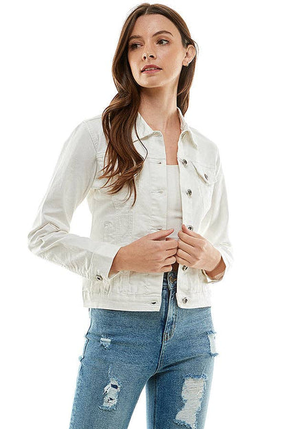 Cotton Blend Stretched  Ladies  Casual Denim Jacket
