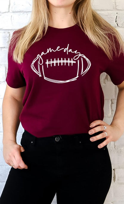 Cursive Football Game Day Graphic Tee