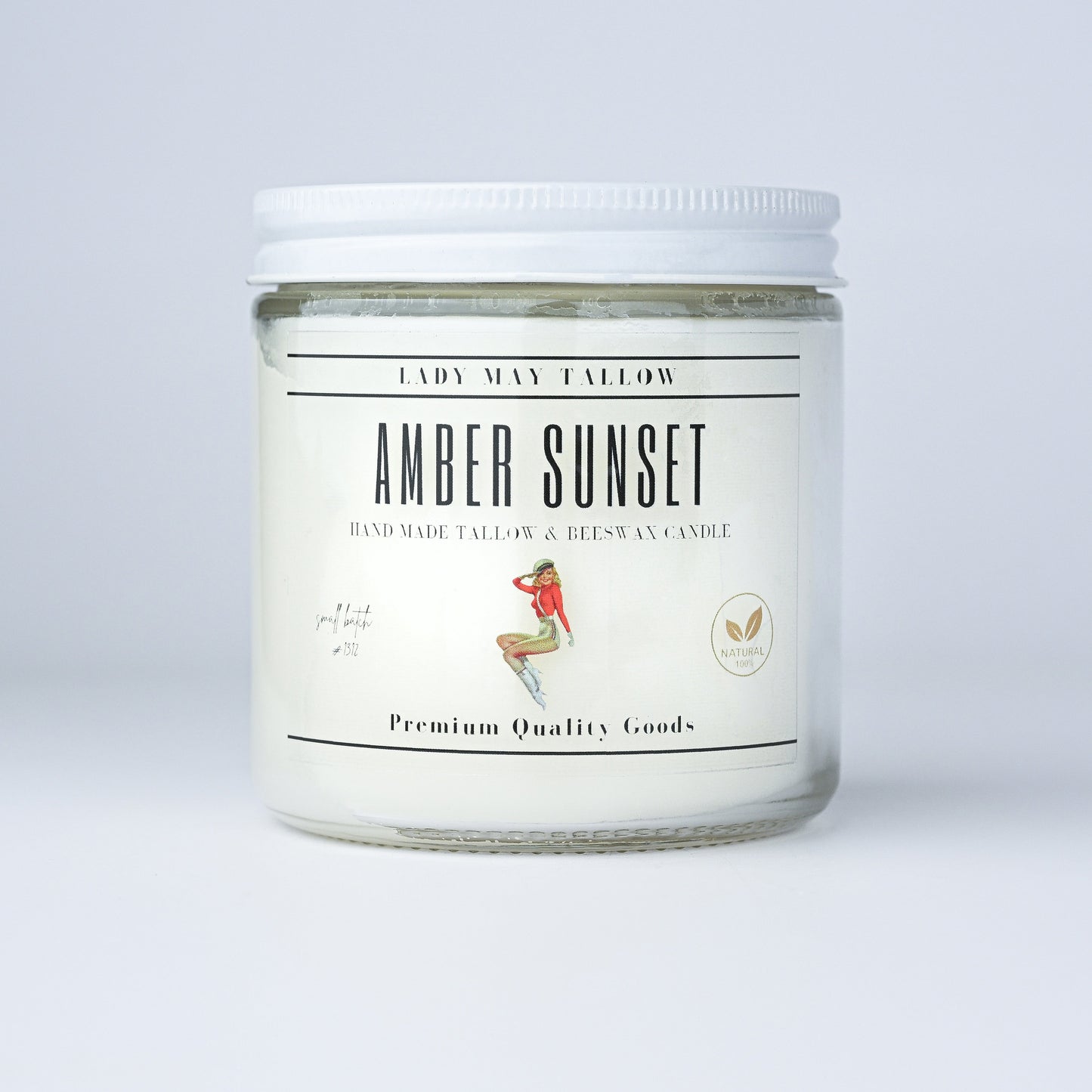 Amber Sunset Tallow + Beeswax Candle | All Natural, Non Toxic, Clean Burning