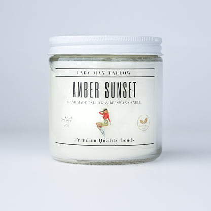Amber Sunset Tallow + Beeswax Candle | All Natural, Non Toxic, Clean Burning