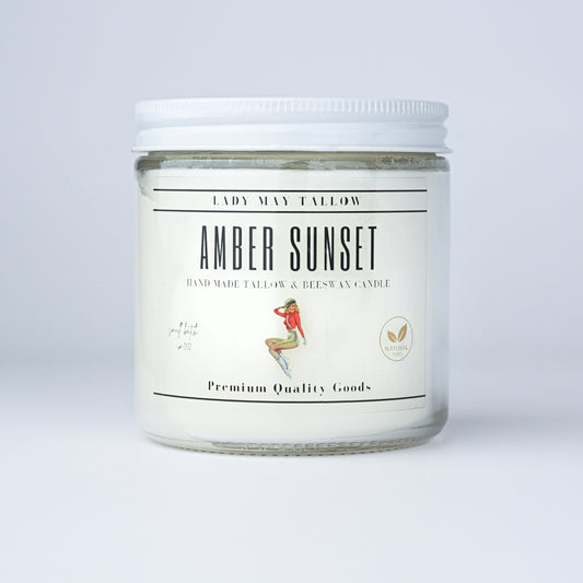 Amber Sunset Tallow + Beeswax Candle | All Natural, Non Toxic, Clean Burning