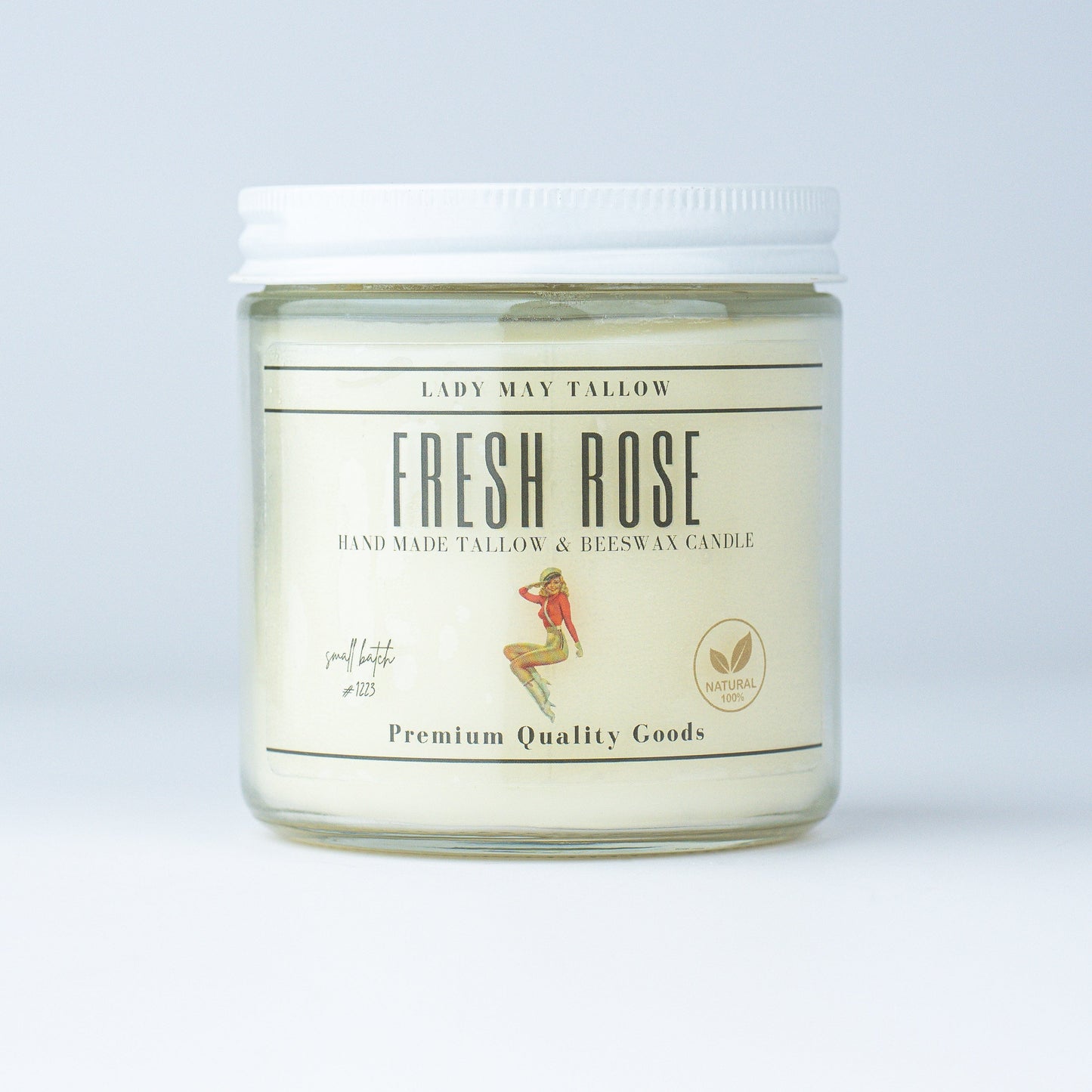Fresh Rose Tallow & Beeswax Candle | All Natural, Non-toxic, Clean Burning