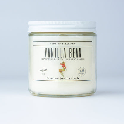 Vanilla Bean Tallow & Beeswax Candle | All Natural, Non-Toxic, Clean Burning