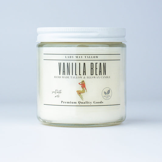 Vanilla Bean Tallow & Beeswax Candle | All Natural, Non-Toxic, Clean Burning