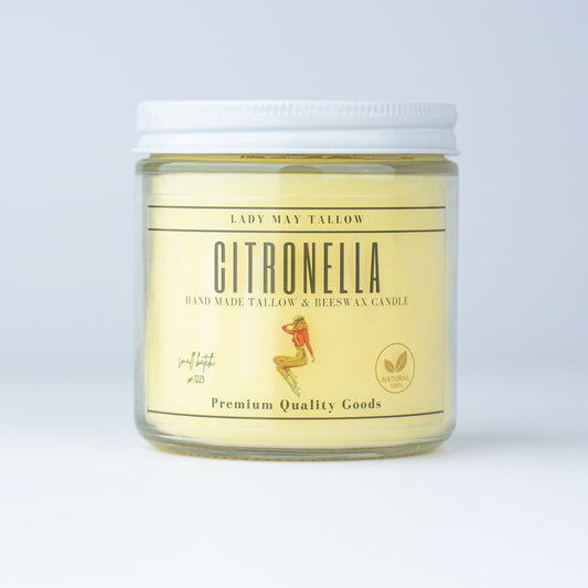 Citronella Tallow & Beeswax Candle | All Natural, Non-Toxic, Clean Burning