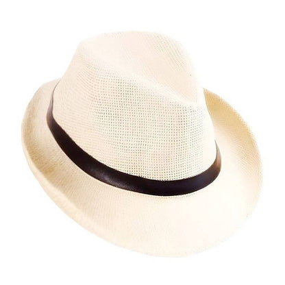 Black Band Summer Straw Fedora Panama Hat