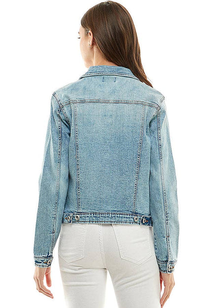 Cotton Blend Stretched  Ladies  Casual Denim Jacket