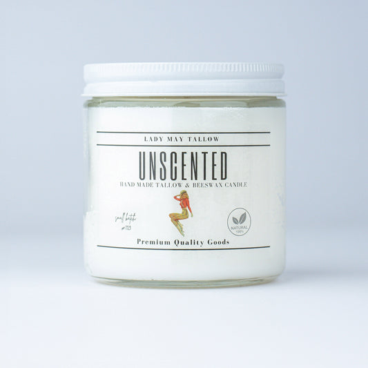 Unscented Tallow & Beeswax Candle | All Natural, Non-Toxic, Clean Burning